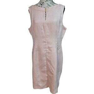 Chelsea Rose Blush Pink Metallic Tweed Sheath Dress Size 12 | Jackie O Retro 60s